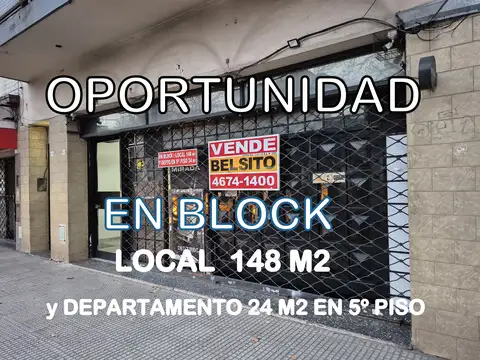 OPORTUNIDAD - LOCAL 149M2 EN BLOCK CON DEPARTAMENTO DE 1 1/2 AMBIENTE EN 5º PISO