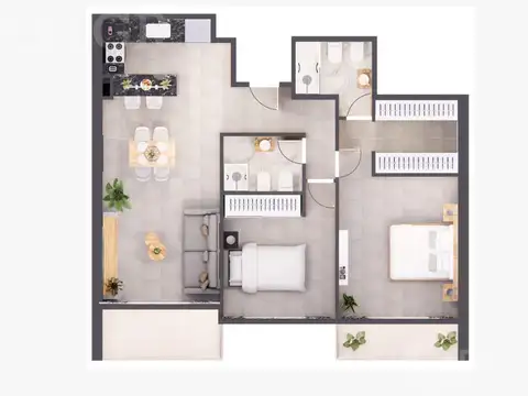 Departamento 2 ambientes con 1 baño