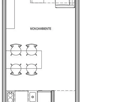 Departamento Monoambiente con 1 baño