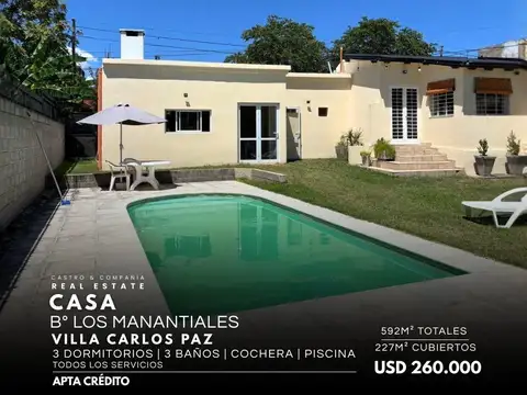 Venta Casa De 3 Dormitorios Con Piscina Y Todos Los Servicios En Los Manantiales Villa Carlos Paz