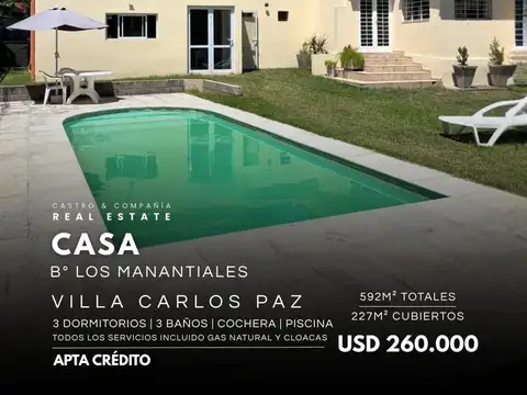 Venta Casa De 3 Dormitorios Con Piscina Y Todos Los Servicios En Los Manantiales Villa Carlos Paz