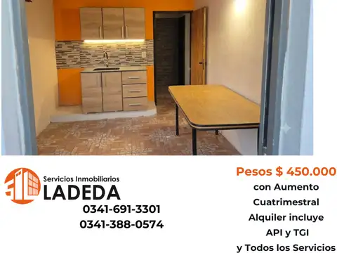 ALQUILO DEPTO DE 1 DORMITORIO CON TODOS LOS SERVICIOS INCLUIDOS