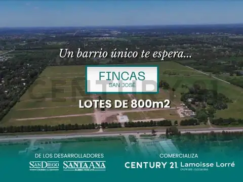 VENTA Lotes 800m Barrio Cerrado Fincas San Jose - Moreno Fco Alvarez