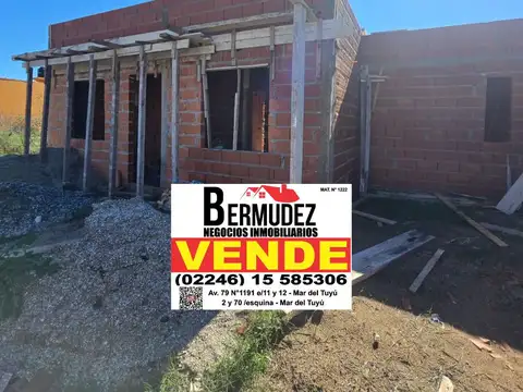 VENTA CHALET 3 AMBIENTES A ESTRENAR CALLE 76 ENTRE 8 Y 9 MAR DEL TUYU ANTICIPO Y CUOTAS 