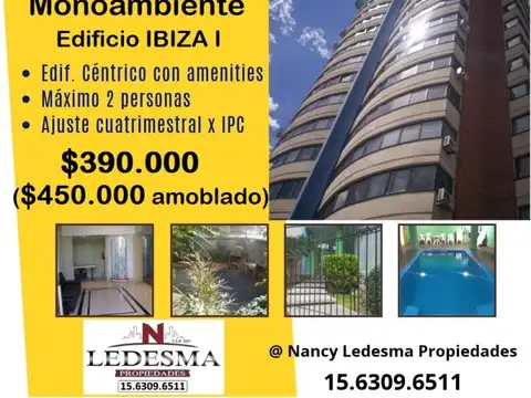 $390.000  DEPTO MONOAMBIENTE EDIF. IBIZA I - SAN MIGUEL