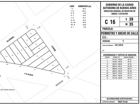 Terreno en Venta en Belgrano, USD 699.000