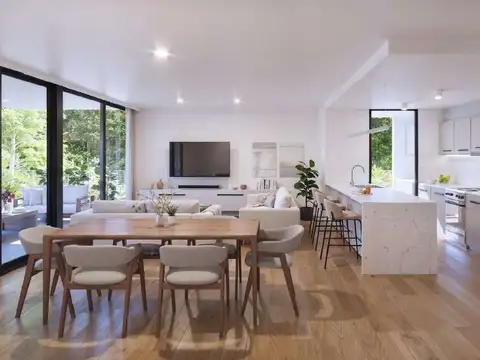 Departamento de 2 dormitorios con patio y cochera en Fisherton