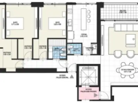 Departamento 5 ambientes con 2 baños