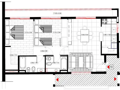 Departamento en Venta de 3 ambientes
