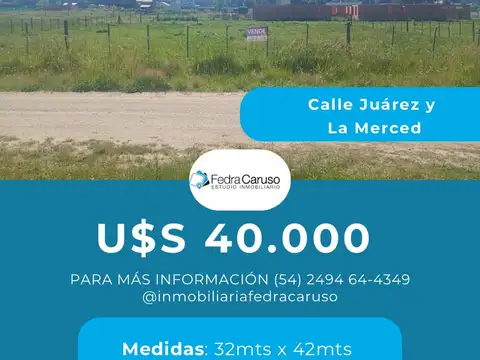 Lote Esquina 32 x 42,7 m – Juárez y La Merced – U$S 40.000