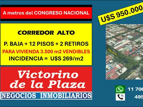 Terreno - Corredor Alto - 3500m2 vendibles - Incidencia D269/m2