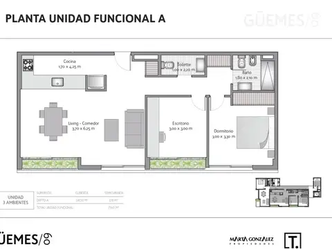 Departamento en el emprendimiento GUEMES 103