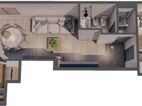 Departamento 2 ambientes con 1 baño