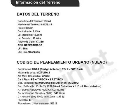 Terreno en Venta de 157,0 m2