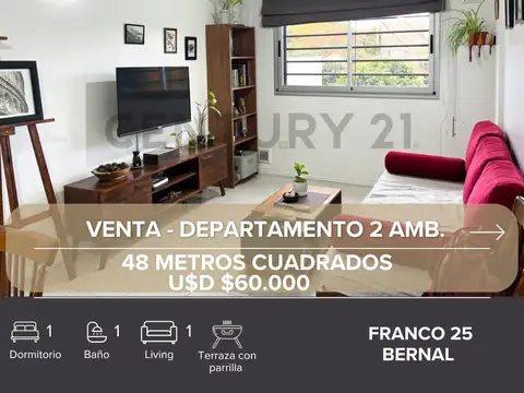 VENTA DEPARTAMENTO 2 AMBIENTES BERNAL