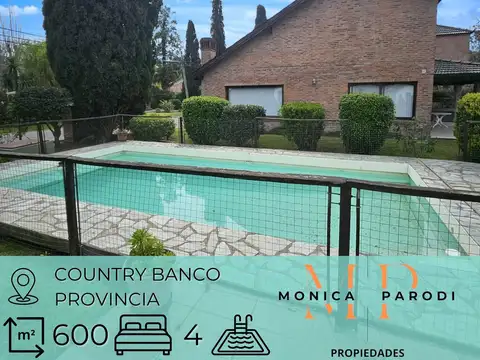 CASA EN VENTA EN COUNTRY BANCO PROVINCIA  CON FONDO AL ARROYO