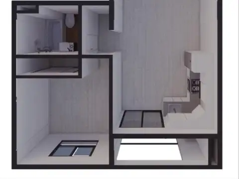 Departamento 2 ambientes con 1 baño