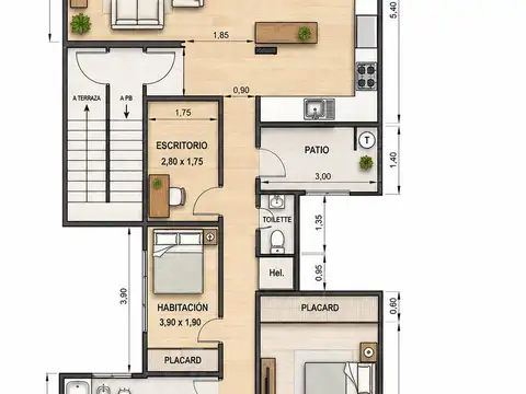 Depto Tipo Casa en Venta de 3 dormitorios