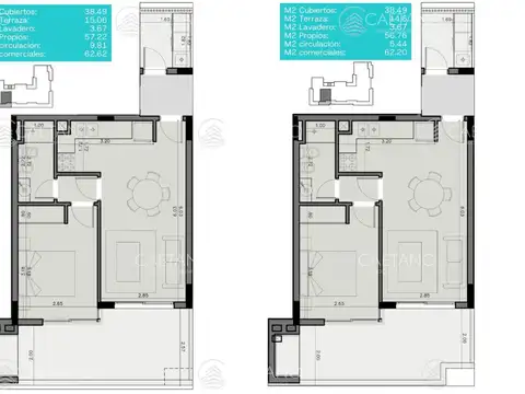 Departamento 2 ambientes con 1 baño