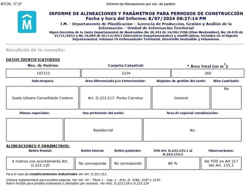 Terreno en Venta de 260,0 m2
