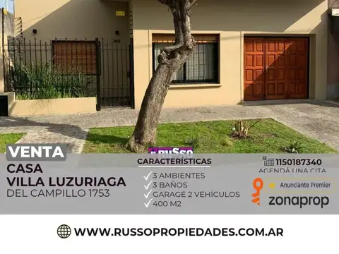 Venta Casa 3 Ambientes Villa Luzuriaga
