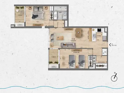 VENTA Apartamento 2 dormitorios Lago Calcagno