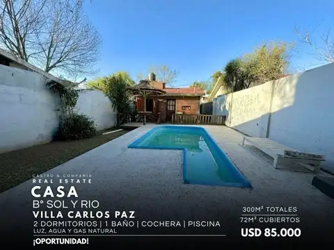 Venta Casa De 2 Dormitorios Con Piscina, A 100Mts De Av. Cárcano En B° Sol Y Río - Villa Carlos Paz