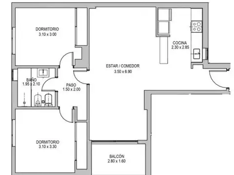 Departamento en Venta de 2 dormitorios