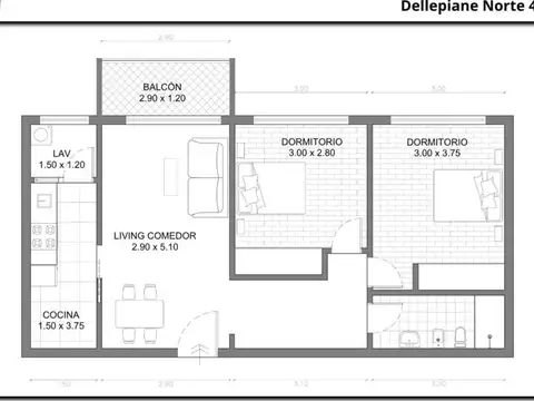 Departamento en Venta de 2 dormitorios