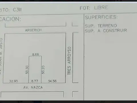 Terreno en Venta 50  mts Fondo