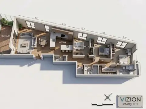 Departamento 4 ambientes con 2 baños