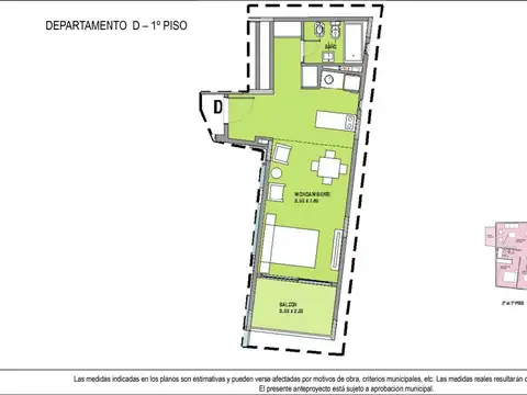 Departamento en Venta de Monoambiente