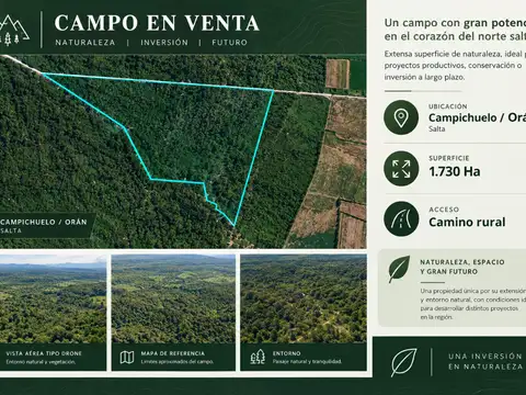 VENTA/PERMUTA CAMPO DE 1730 HA EMBARCACION