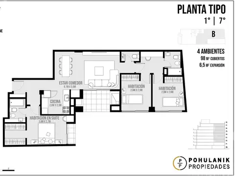 Departamento 4 ambientes con 2 baños