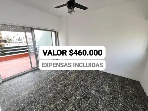 Alquiler monoambiente luminoso balcón aterrazado