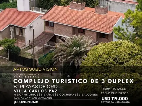 Venta De 3 Duplex De 2 Dormitorios Y Cochera C/U. B° Playas De Oro, Villa Carlos Paz