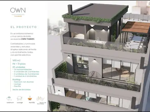 Departamento en Venta de 1 dormitorio