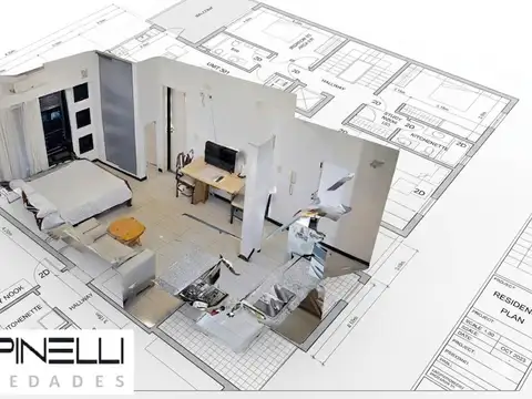 Monoambiente 30 m² Frente, Balcón, Moderno
