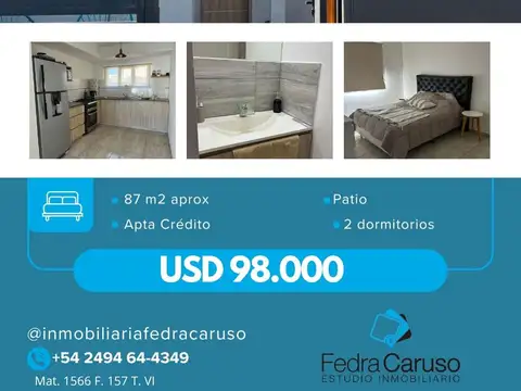 Casa en venta en PH | 2 dormitorios, patio y entrada para auto