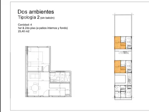 Departamento 2 ambientes con 1 baño