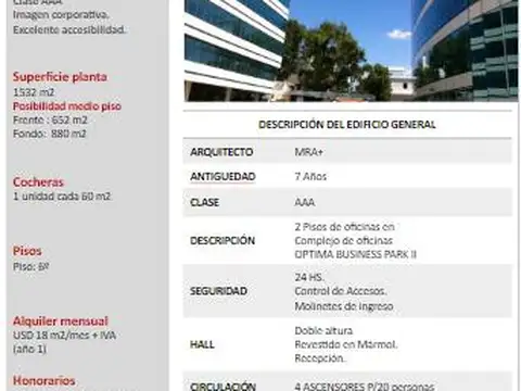 Oficina en Alquiler con 12 cocheras