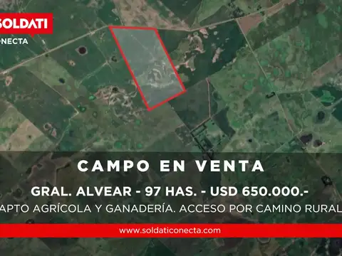 Campo de 97 ha en General Alvear – Apto agrícola ganadero - Venta