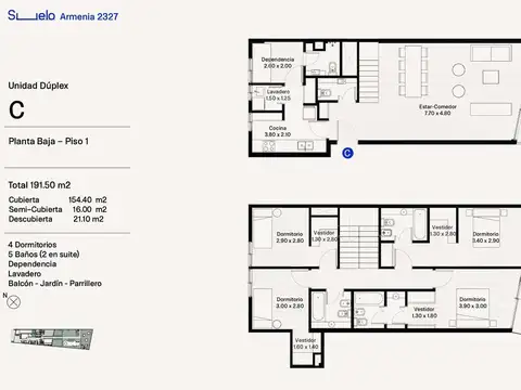 Duplex de 4 dormitorios   dependencia con jardín - Cochera fija - Full Amenities