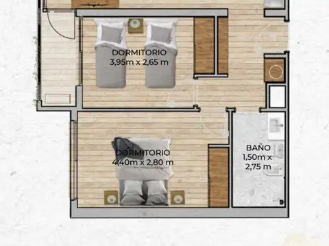 Departamento 3 ambientes con 1 baño