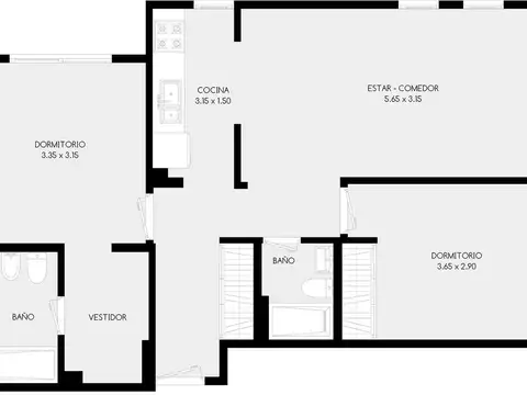 Departamento en Venta de 3 ambientes