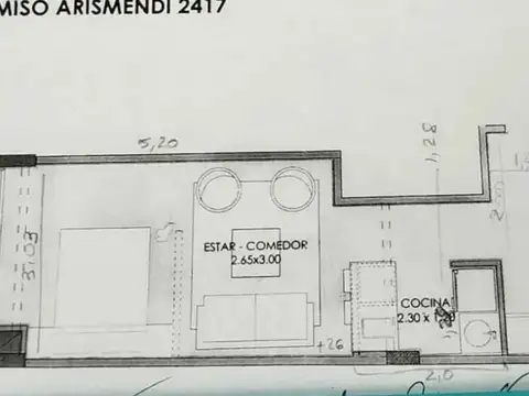 Departamento Monoambiente con 1 baño