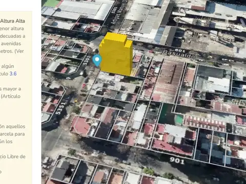 EXCELENTE LOTE 225 M2 ZONIF. USAA. ALT. MAX 22.80 Y 2 RETIROS A 1 CUADRA DE ALBERDI