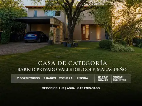 Venta Casa de Categoría 2 Dormitorios con Piscina en Barrio Privado Valle del Golf - Malagueño