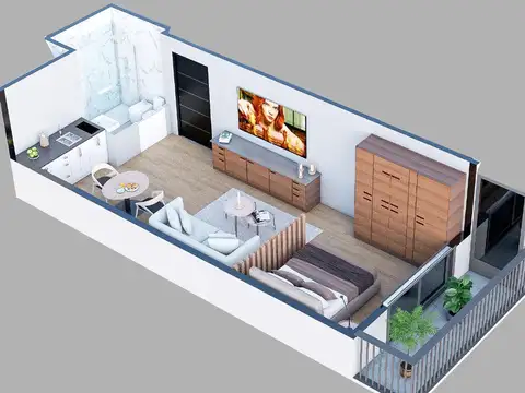 Departamento Monoambiente con 1 baño