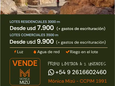 Uspallata venta 2 terrenos en Promo en loteo